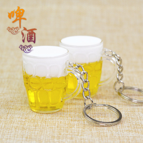 Beer Keychain Wholesale Simulation Mini Beer Mug Acrylic Craft Cup AliExpress Hot Selling Gift