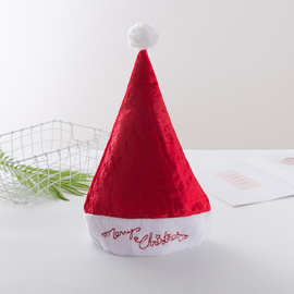 圣诞节礼品装饰品印字毛球圣诞帽/圣诞老人帽子/三角帽普通圣诞帽
