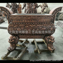 直销纯铜大香炉 寺院铸铜铸铁长方形双层龙柱大型香炉摆件