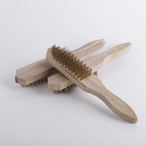 Wholesale wire brush copper-plated wire brush cleaning rust removal polishing wooden handle wire brush