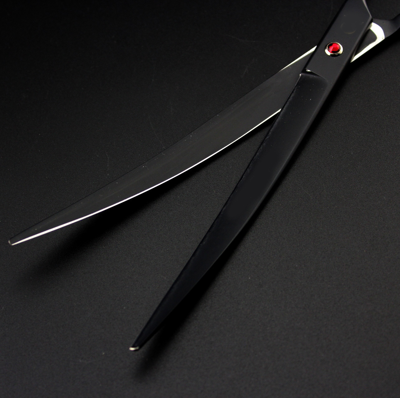 9.0寸黑色 高档双尾  宠物剪 平剪 宠物美容剪 弯剪