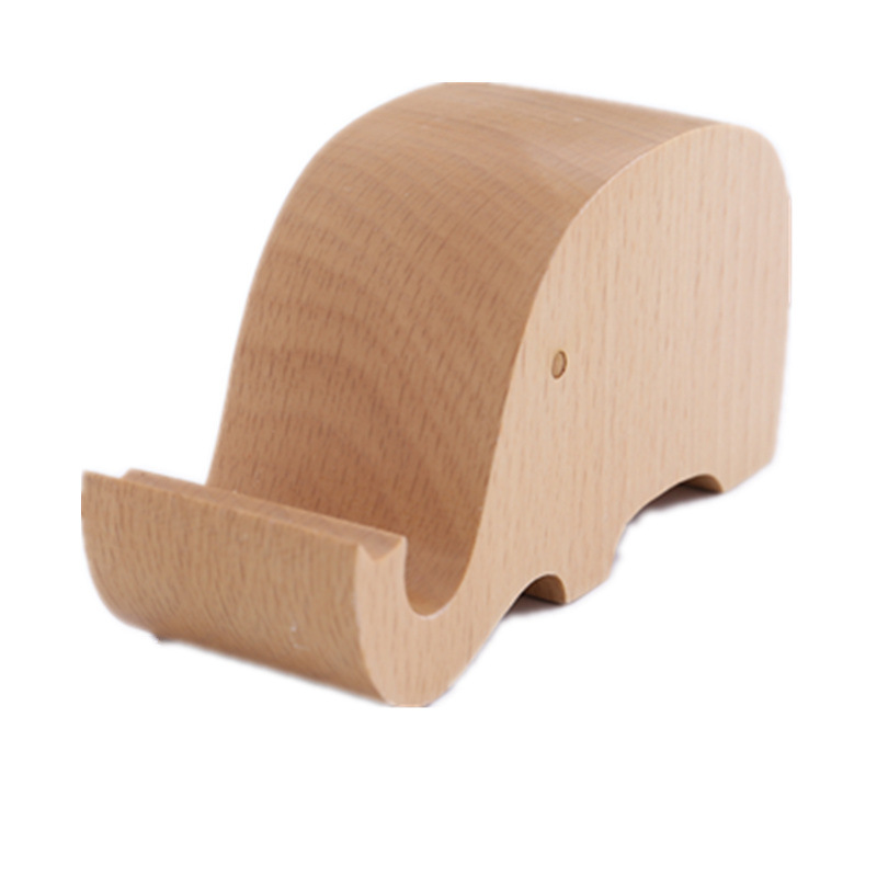 Paisaje artesanía perezoso madera teléfono móvil asiento dibujos animados animal elefante madera maciza teléfono móvil soporte fabricantes venta al por mayor talla