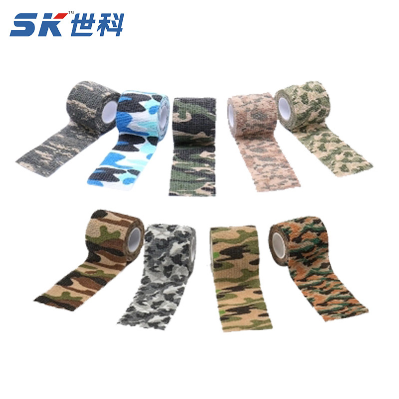 Fábrica al por mayor cinta camuflaje vendaje deportes portátil no tejido auto-adhesivo vendaje elástico