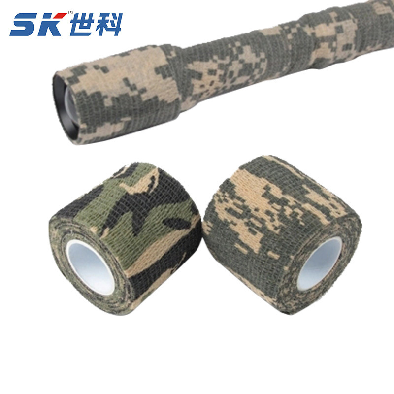 Fábrica al por mayor cinta camuflaje vendaje deportes portátil no tejido auto-adhesivo vendaje elástico