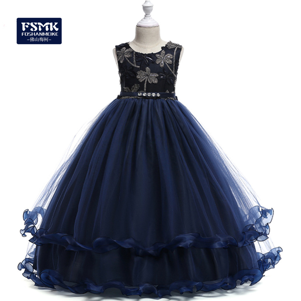 Comercio exterior nuevo europeo y americano transfronterizo niños princesa vestido bordado Coco boda malla vestido bbchildren image 3