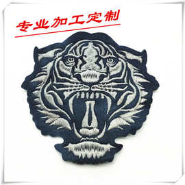 东莞厂家电脑绣花章服装手袋背包配饰绣标老虎头刺绣微章布贴章