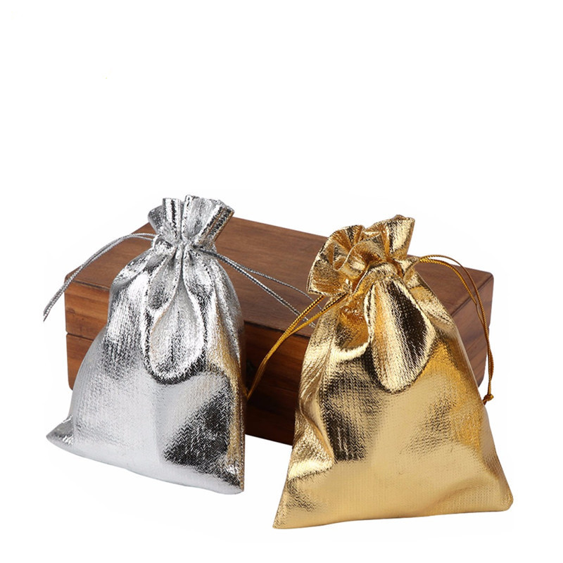 深圳厂家供应各种礼品包装袋金葱布收口袋银葱布拉绳高档配件包装