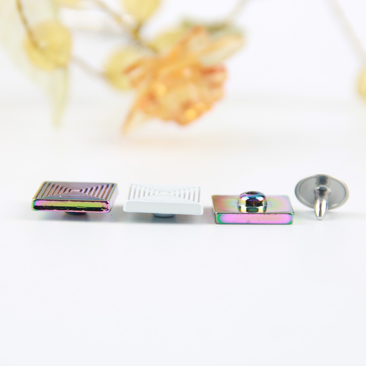 厂家直销七彩色金属方形撞钉配底钉装饰铆钉口袋钉配尖钉肚脐钉