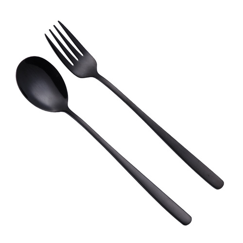 Korean 304 stainless steel spoon thickened long handle creative mixing spoon gift home eating spoon and fork gold-plated tableware