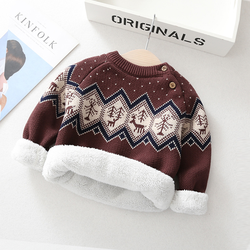 Warm retro knitted children's base cotton woolen sweater for men and women 2