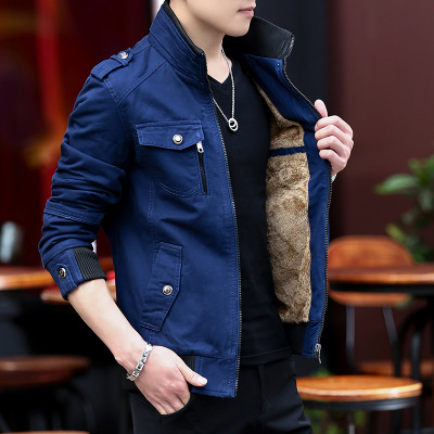 Nueva chaqueta de los Hombres estilo coreano casual todo partido moda de mediana edad collar de pie primavera y otoño chaqueta de los hombres top