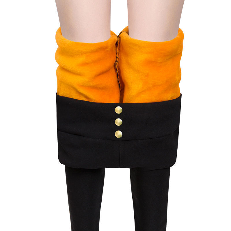 2024 invierno ropa exterior más terciopelo engrosamiento cintura alta elástico leggings adelgazantes pantalones de pies al por mayor de fábrica image 4