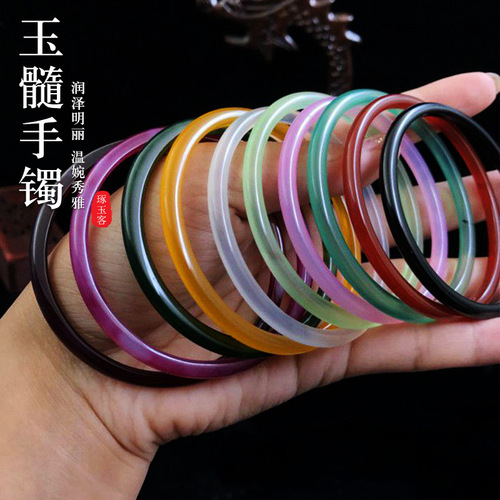 Natural chalcedony jingle bracelet wholesale bracelet 4MM fine simple girl beauty bracelet jingle bracelet jade wire bracelet