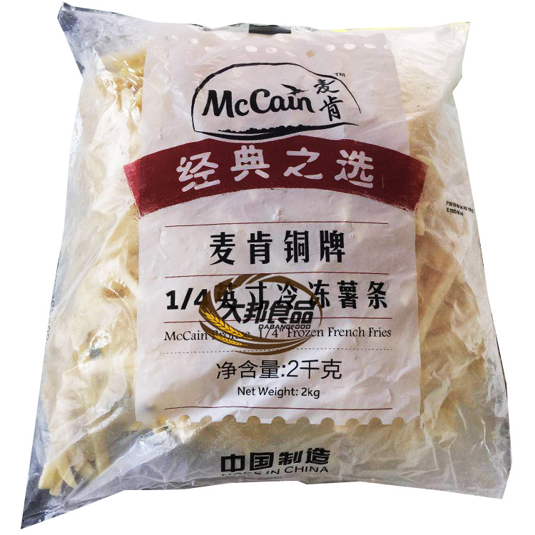 麦肯薯条 麦肯铜牌1/4细薯条 曲薯条 冷冻半成品炸薯条2kg*6袋/箱