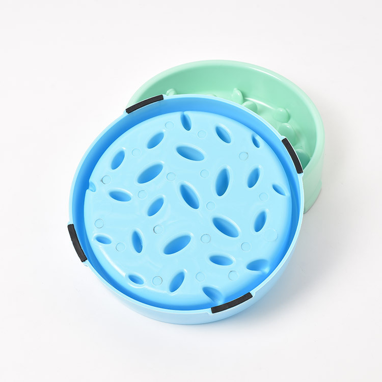 Nuevos suministros para mascotas tazón de plástico para mascotas Slow Food Bowl perro anti-estrangulamiento tazón de comida para mascotas tazón de una sola pieza de entrega