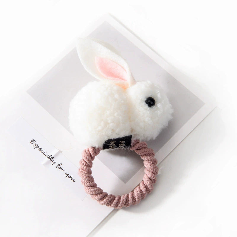 Children's Hair Tie (TikTok) Rabbit Plush Topknot, Soft Elastic Cord, Cartoon Colors