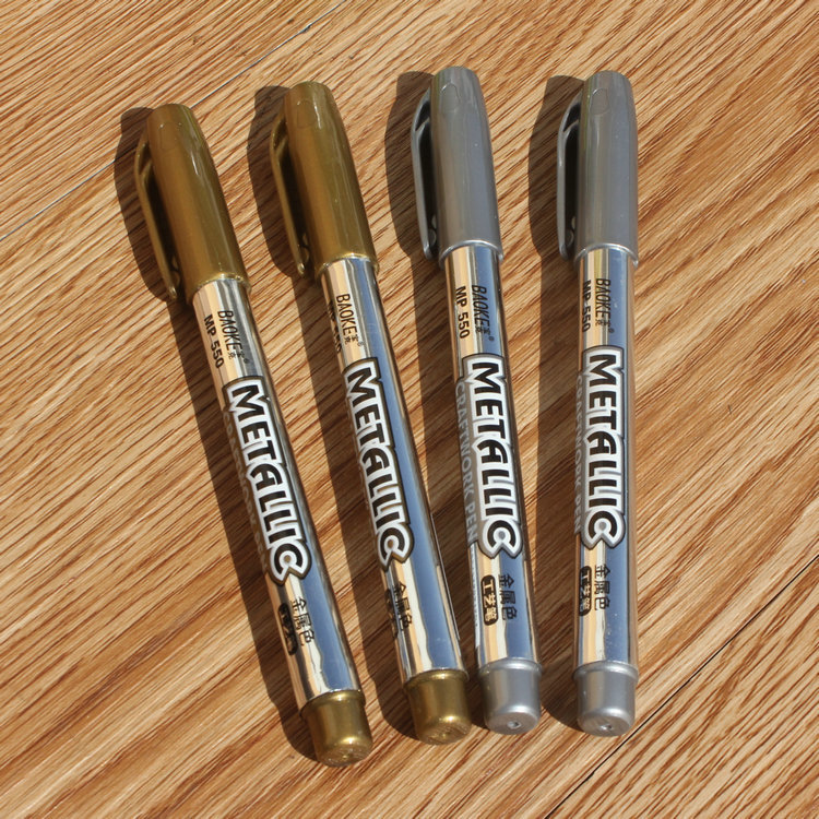 Baoke 550 pintura metálica pluma marcador de oro plata tarjeta de felicitación título DIY álbum artesanía pluma papelería