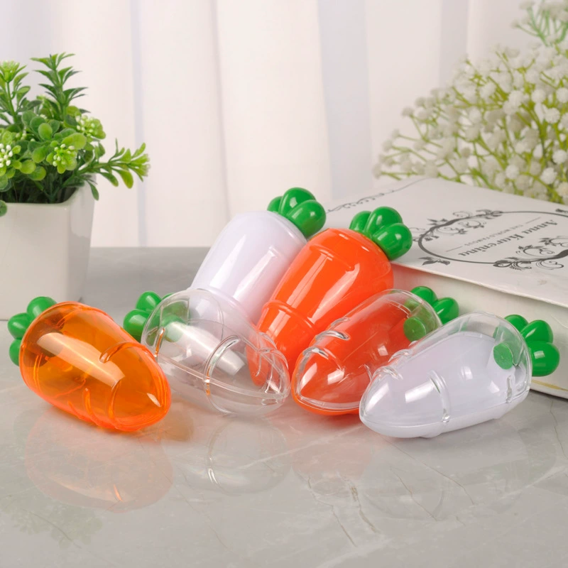 Carrot Candy Box (Creative) Plastic Mini Cartoon Candy Container, 12×5 cm, Orange/Transparent
