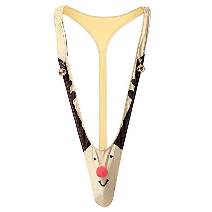 Christmas Deer Sexy Underwear Men's Reindeer Bell Sexy Sling Underwear Holiday Carnival Party Dress