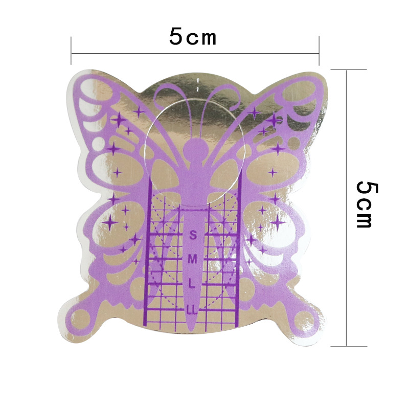Nuevo brillante manicura púrpura mariposa titular de papel 100/500 piezas fototerapia uñas extensión uñas titular de papel especial