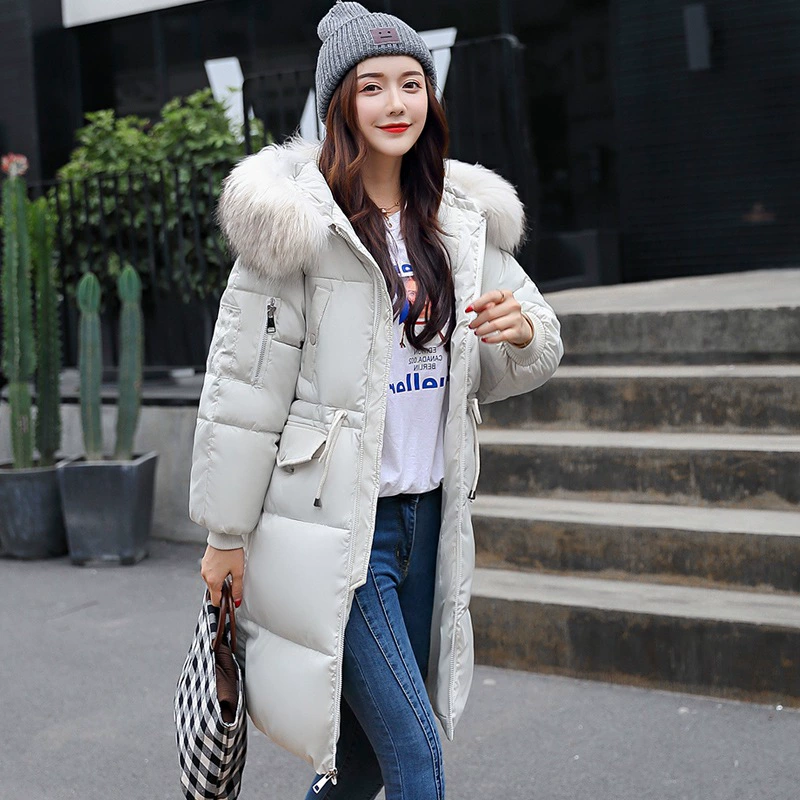 (Cross-border trading), long down jacket with down, 2023 collection, Korean style, mid-length, increased thickness