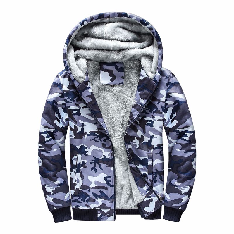 Winter Casual Men's Sweater Camouflage Non-iron Cardigan Long-sleeved Fashionable Urban Slim-fit Hoodie Collar Men