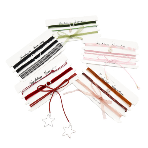 European and American cross-border fashion accessories short sweater chain choker choker necklace 3-piece set wholesale stock