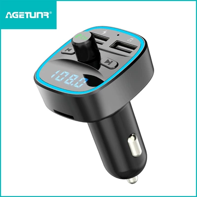 T25 charger voltage detection FM transmitter hands-free phone car Bluetooth mp3 cigarette lighter car MP3 (Car mp3) - black