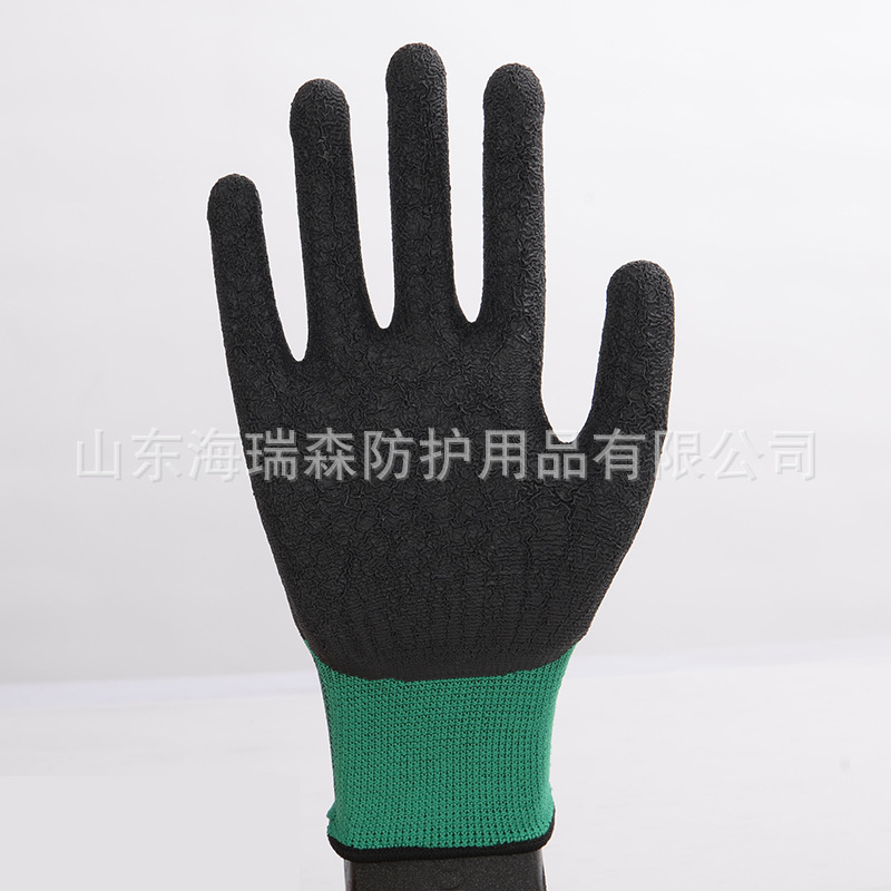 劳保手套 发泡舒适耐磨柔软透气皱纹手套 厂家销售浸胶发泡手套