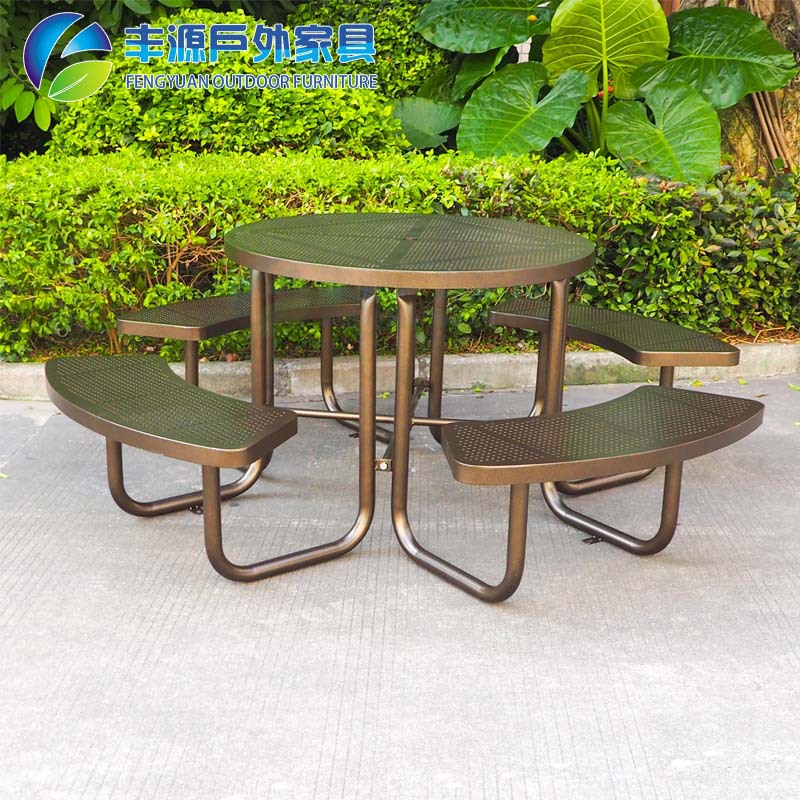 36年工厂户外家具桌椅铸铁铁艺金属桌椅组合花园庭院景区休闲连桌