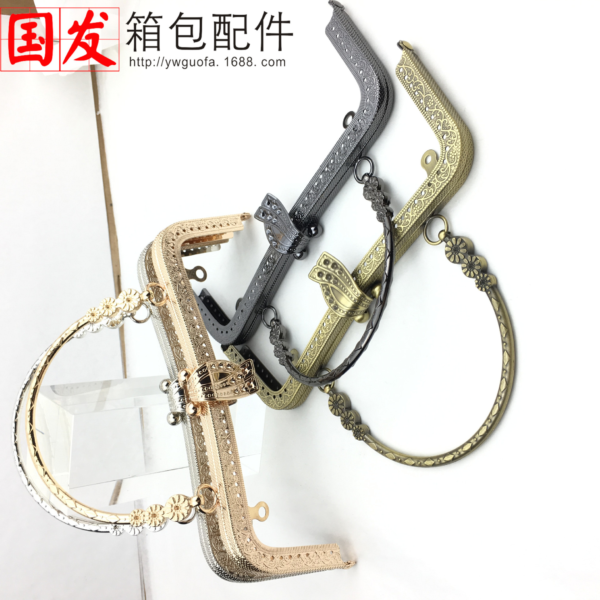 20cm cintura cóncava en relieve hojas grandes tres flores mano mano oro mano mano oro accesorios bolsa de material DIY