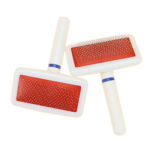 Manufacturer wholesale white plastic handle pet comb air bag dog comb cat needle comb with protective point hair removal comb