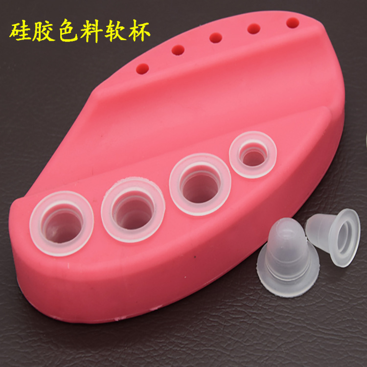 Taza de color de tatuaje de silicona suave aguja no herida Copa suave en forma de U suministros de tatuaje desechables anillo de pigmento portavasos