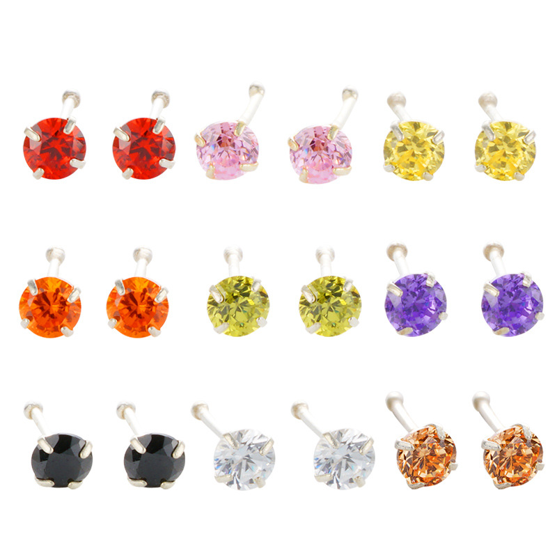 S925 plata esterlina japonesa y coreana nueva ZIRCON nariz Stud europea y americana de moda diamante-incrustado nariz Stud Cuerpo Femenino piercing accesorios de la joyería