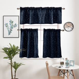 [Meimi] Manufacturer Hot Silver Star Curtains Short Curtains Small Curtains Rod Curtains Finished Blackout Curtains