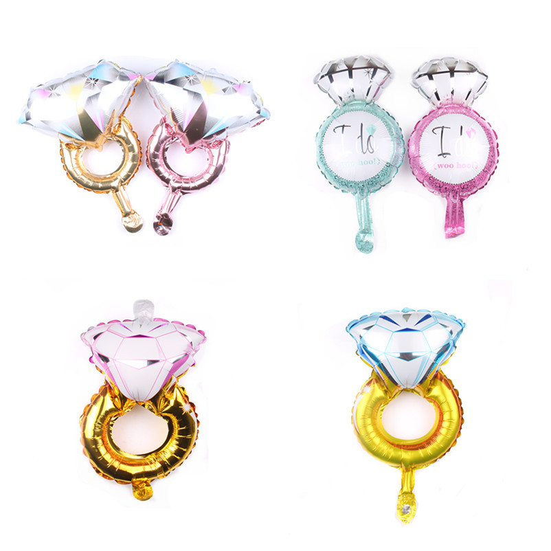 迷你小号钻戒铝膜气球 生日派对装饰布置 婚庆婚房气球