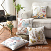 Sofa for bed with butterfly, pillow, American style, with embroidery, dragonfly, peacock