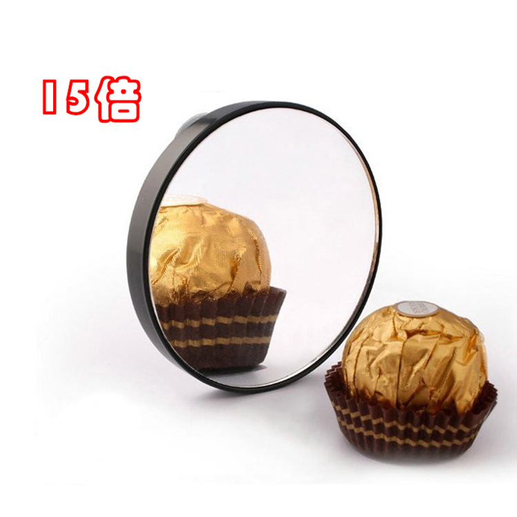 Bathroom special magnifying glass enlarged 15 times with two suction cups cosmetic mirror 8.8cm European and American suction Wall Mirror