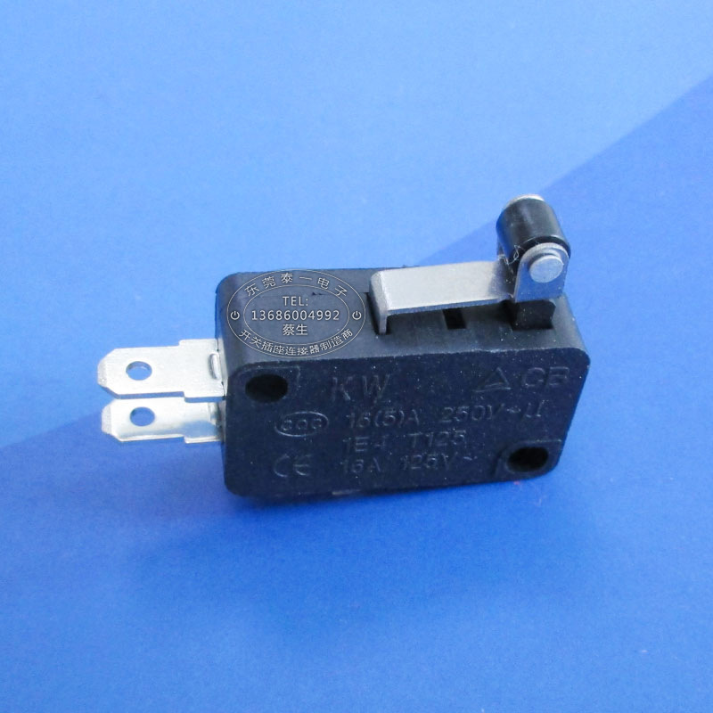 带胶滚轮大型行程开关 按压力度可自定小家电微动开关KW7-3胶轮