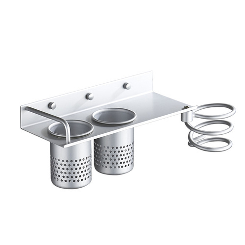 Space aluminum hair dryer rack bathroom storage and finishing rack toothbrush wall hanging rack hair dryer bracket