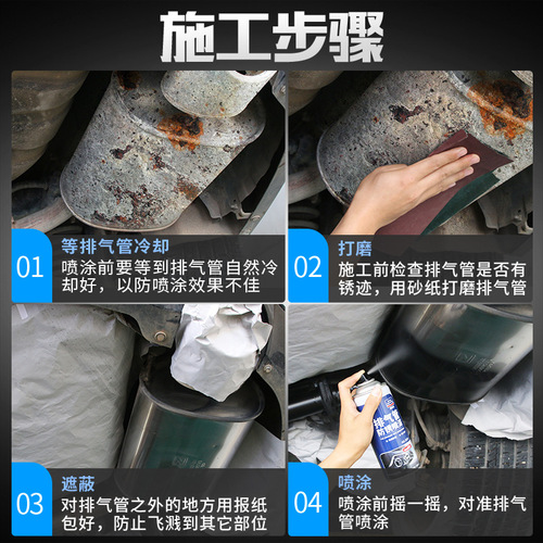 Goodway car exhaust pipe spray paint chassis armor brake disc modified high temperature resistant motorcycle self-spraying anti-rust agent