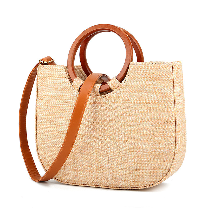 Women's Satchel Straw Bag Semi-Circle Hand Bag Straw Japanese and Korean Southeast Asian Urban Casual Vacation Beach Woven Bag Women's Satchel Straw Bag Semi-Circle Hand Bag Straw Japanese and Korean Southeast Asian Urban Casual Vacation Beach Woven Bag