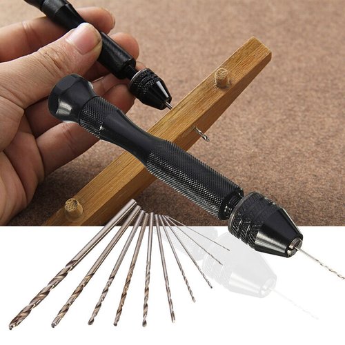 Cross-border acrylic resin model punching DIY hand drill 49pc drill bit set mini black hand twist drill