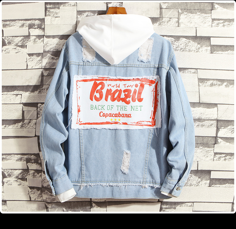 TikTok transmisión en vivo calidad marca de moda ins estilo de Hong Kong Chaqueta de mezclilla abrigo de mezclilla de celebridad de Internet para hombres Primavera y otoño