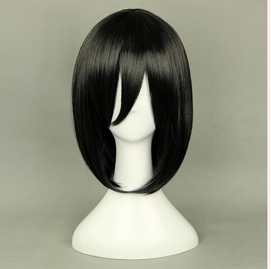 Black Face-Shaping Universal Attack on Titan Mikasa Cos Wig Universal Anime Cosplay Wig Cross-Border Supply