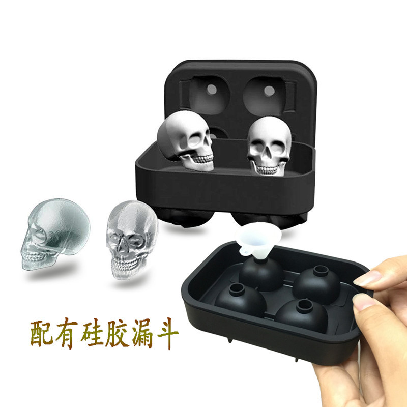 Máscara de molde de vela 4 piezas 6 piezas 10 piezas cráneo bandeja de hielo de silicona whisky cráneo cubo de hielo molde de silicona