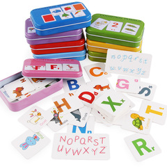 Children's Literacy & Cognition Cards: Baby Early Education, Tear-Resistant Iron Box Puzzle, Educational 8-in-1 Matching Learning Puzzle