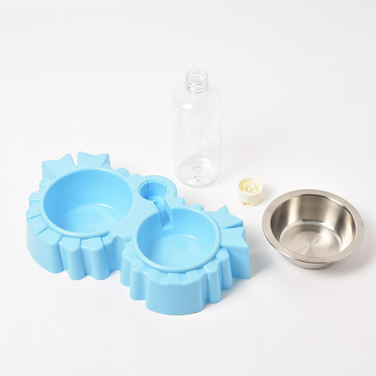 Pet bebedero perro automático beber doble tazón gato arroz tazón de acero inoxidable perro tazón vajilla suministros en stock al por mayor