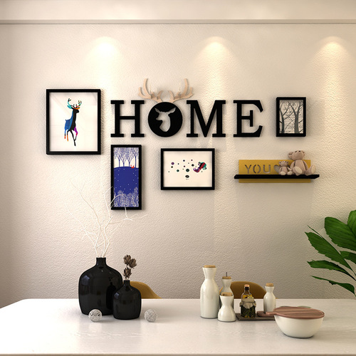 Nordic deer head creative decorative photo frame wall entrance restaurant picture frame combination living room sofa personalized wall hanging decoration