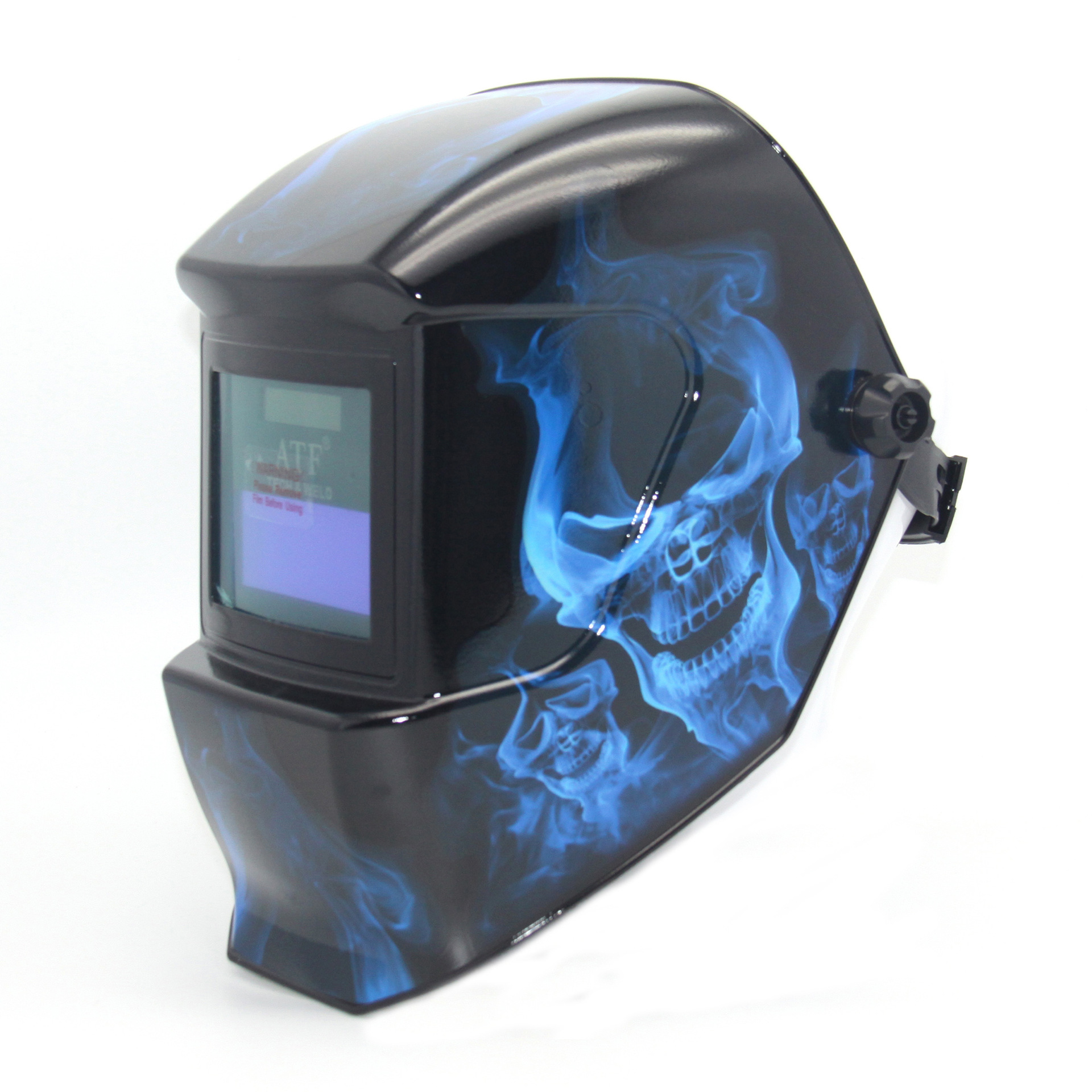 氩弧焊焊接面罩太阳能安全防护自动变光焊帽蓝色骷髅ALOE-350F